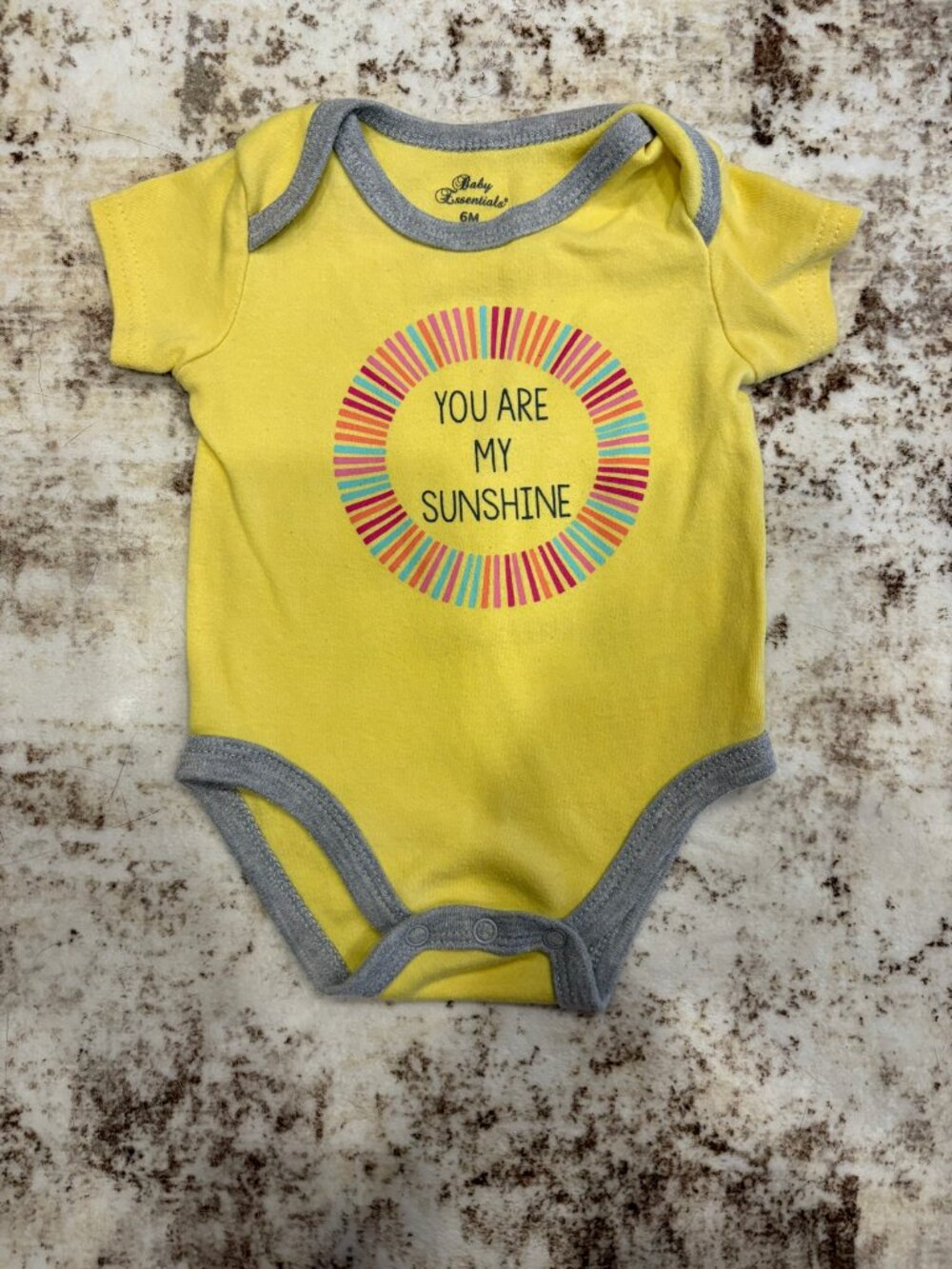 Baby Essentials "You Are My Sunshine" Yellow Bodysuit (Size 6M)